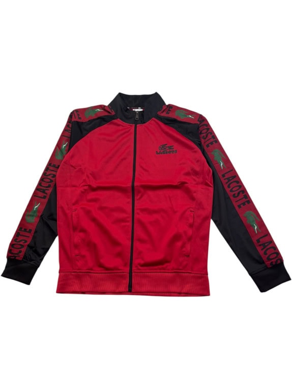 LACOSTE TRACK JACKET SPORTSWEAR RED BLACK MEN PRE OWNED L