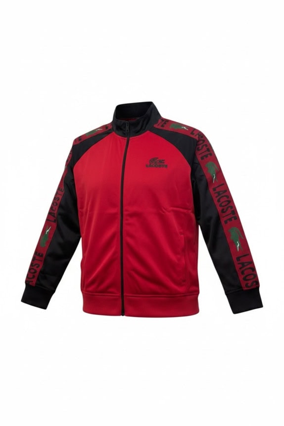 LACOSTE TRACK JACKET SPORTSWEAR ROSSA NERA UOMO PRE OWNED L