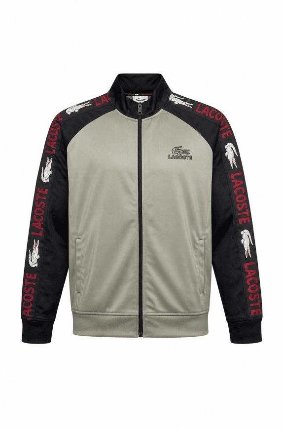 LACOSTE TRACK JACKET SPORTY BLACK AND GREY MALE PRE OWNED L