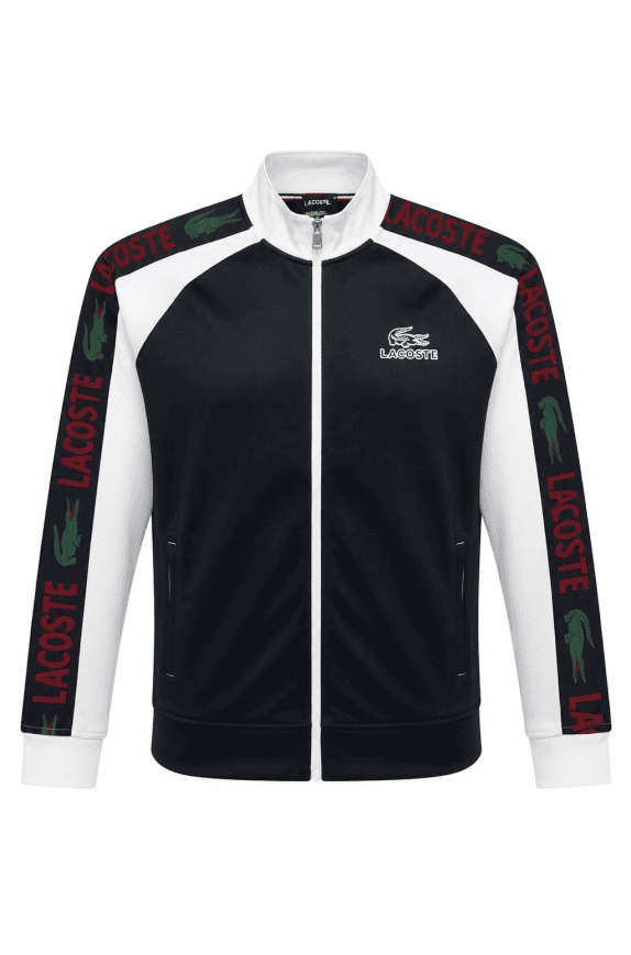 LACOSTE TRACK JACKET SPORTY BLACK WHITE ΑΝΤΡΙΚΟ PRE OWNED L