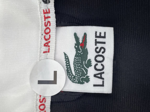 LACOSTE TRACK JACKET SPORTY NERO BIANCO UOMO PRE OWNED L