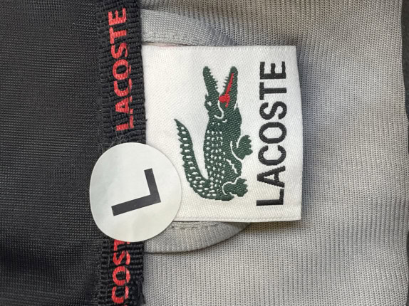 LACOSTE TRACK JACKET SPORTY GREY BLACK MEN PRE OWNED L