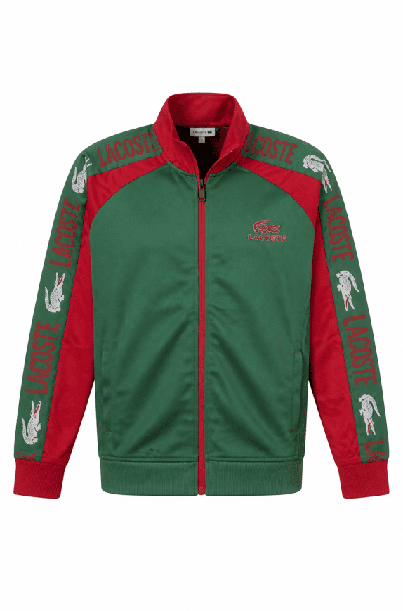 LACOSTE TRACK JACKET SPORTY GREEN RED MEN PRE OWNED M
