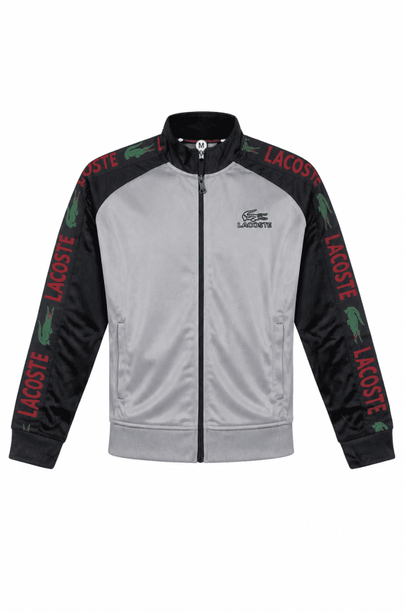 LACOSTE TRACK JACKET SPORTY GREY AND BLACK MEN PRE OWNED M