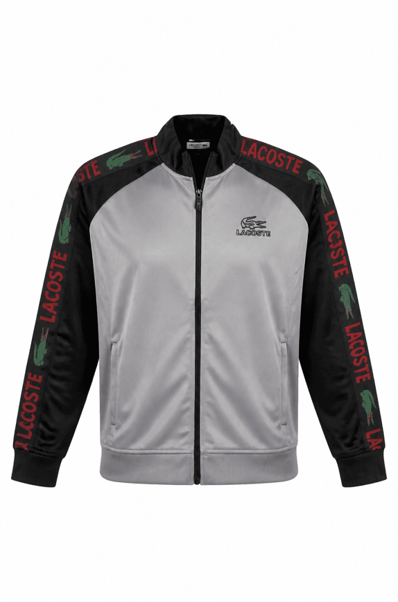 LACOSTE TRACK JACKET SPORTY GRIGIO NERO UOMO PRE OWNED XL