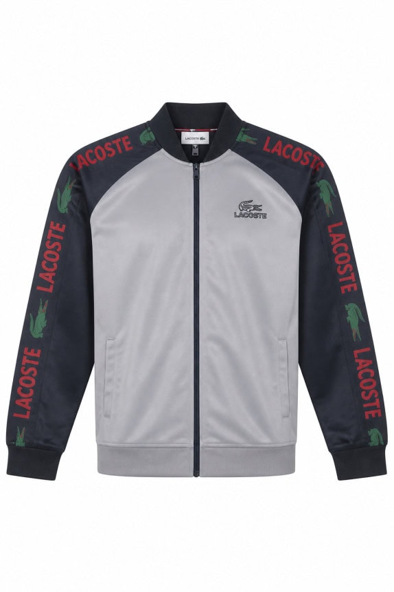 LACOSTE TRACK JACKET SPORTY GREY BLACK MEN PRE OWNED XL