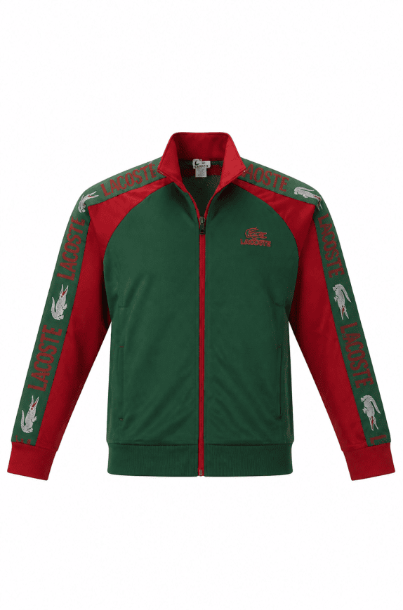LACOSTE TRACK JACKET SPORTY ΠΡΑΣΙΝΟ ΚΟΚΚΙΝΟ ΑΝΤΡΙΚΟ PRE OWNED L