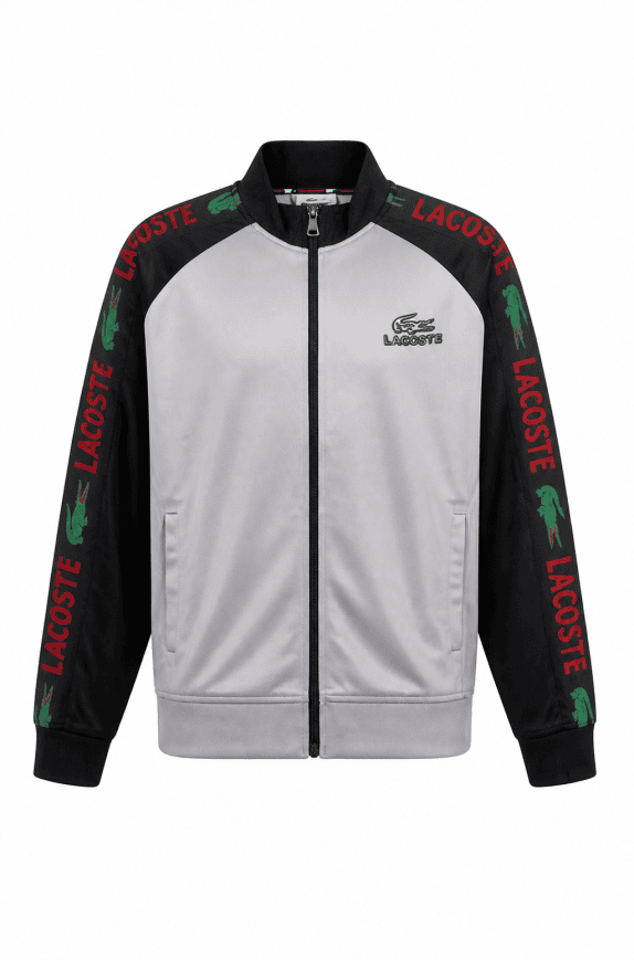 LACOSTE TRACK JACKET STREETWEAR GRIGIO NERO UOMO PRE OWNED L