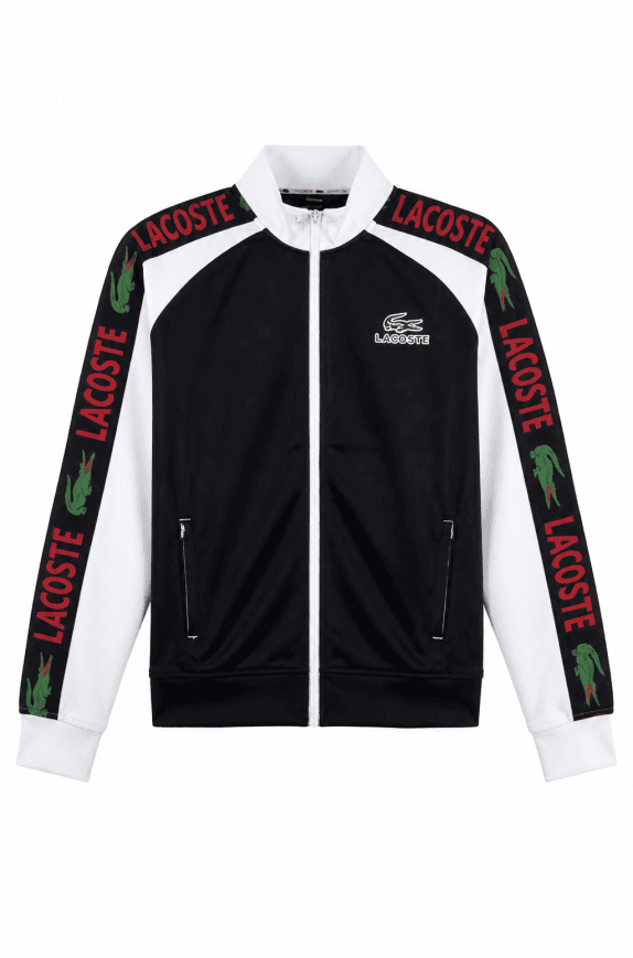 LACOSTE TRACK JACKET STREETWEAR NERO E BIANCO UOMO PRE OWNED L