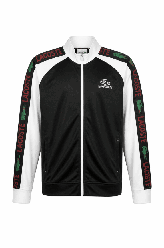 LACOSTE TRACK JACKET STREETWEAR ΜΑΥΡΟ ΚΑΙ ΛΕΥΚΟ ΑΝΤΡΙΚΟ PRE OWNED XXL