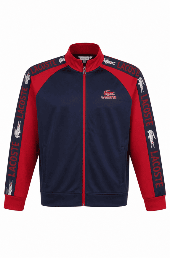 LACOSTE TRACK JACKET STREETWEAR NAVY RED MEN PRE OWNED L