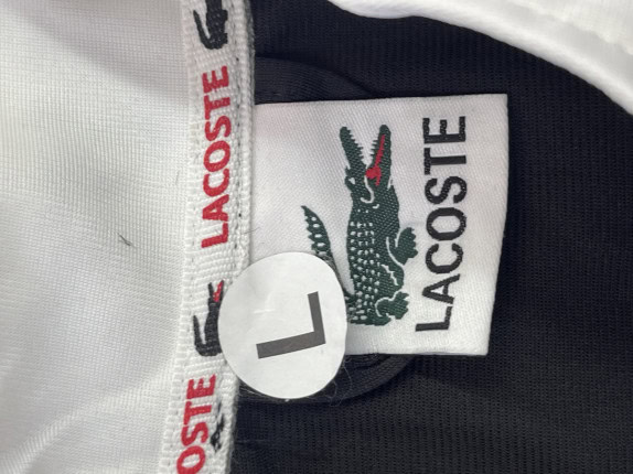 LACOSTE TRACK JACKET STRETCH BLACK WHITE MEN PRE OWNED L