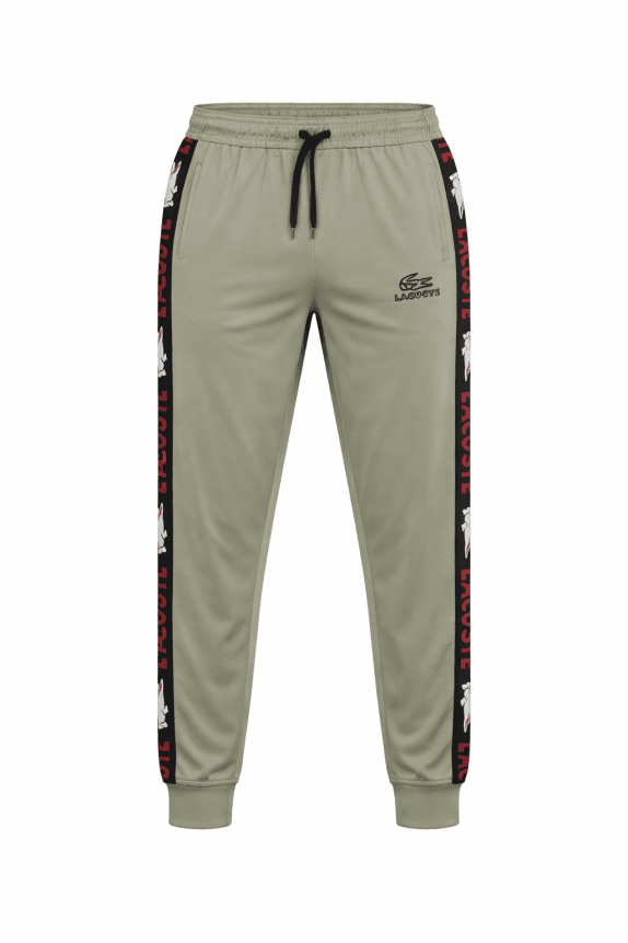 LACOSTE TRACK PANTS SPORTSWEAR OLIVE MEN PRE OWNED L