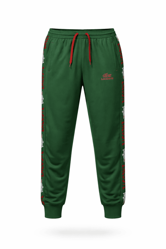 LACOSTE TRACK PANTS SPORTY GREEN MEN PRE OWNED L