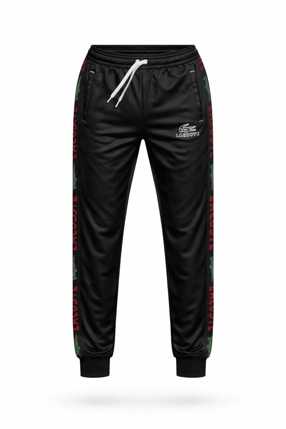 LACOSTE TRACK PANTS STREETWEAR BLACK MEN PRE OWNED M