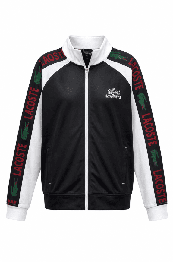 LACOSTE TRACK JACKET SPORTY NERO UOMO PRE OWNED M