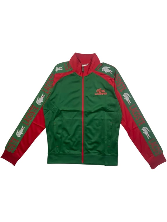 LACOSTE Ζακέτα Φούτερ Track Jacket με Λογότυπο στις Μανίκες Πράσινη/Κόκκινη UNISEX S