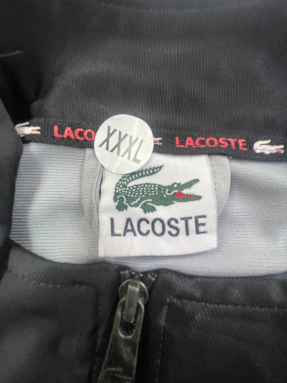 LACOSTE TRACK TOP SWEATSHIRT LOGO TAPE GREY/BLACK MEN'S XXXL