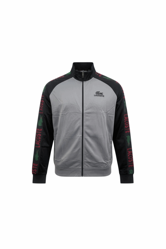 LACOSTE ΖΑΚΕΤΑ ΦΟΥΤΕΡ TRACK TOP ΛΟΓΟΤΥΠΟ ΓΚΡΙ/ΜΑΥΡΟ ΑΝΔΡΙΚΟ XXXL