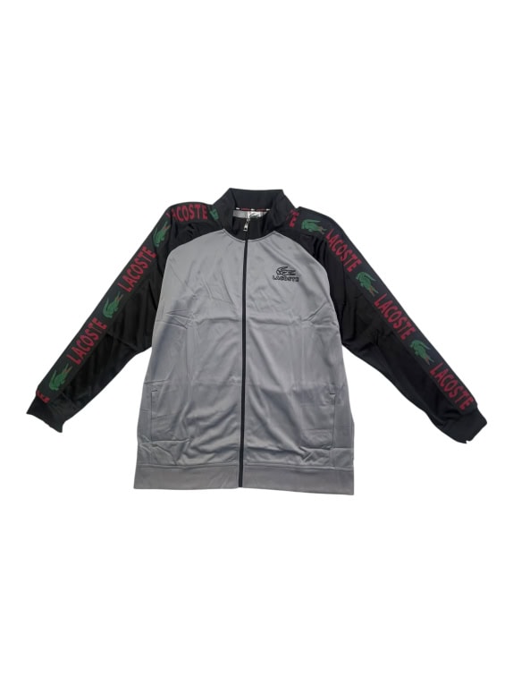 LACOSTE TRACK TOP SWEATSHIRT LOGO TAPE GREY/BLACK MEN'S XXXL
