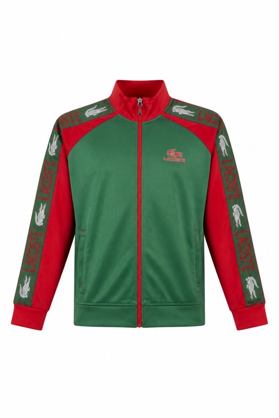LACOSTE TRACK JACKET SPORTY GREEN RED MEN PRE OWNED XL