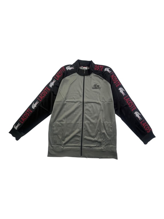 LACOSTE ΖΑΚΕΤΑ TRACK JACKET ΜΕ ΦΕΡΜΟΥΑΡ ΓΚΡΙ ΜΑΥΡΟ ΑΝΔΡΙΚΗ 3XL
