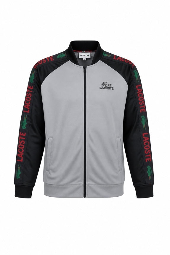 LACOSTE ΖΑΚΕΤΑ ΤΡΑΚ ΜΕ LOGO ΑΝΘΡΑΚΙ ΜΑΥΡΟ ΑΝΤΡΙΚΟ PRE OWNED XXL