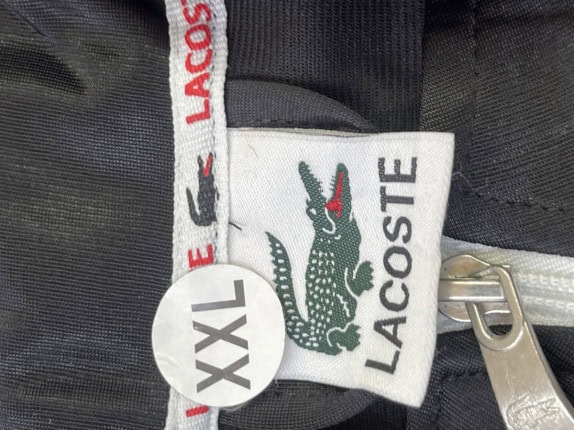 LACOSTE TRACK JACKET LOGO BLACK MEN PRE OWNED XXL