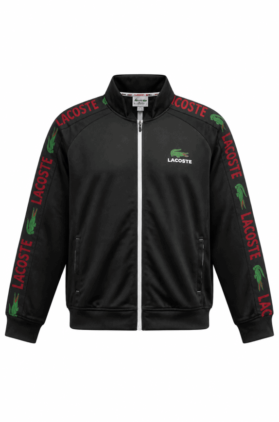 LACOSTE ΖΑΚΕΤΑ ΤΡΑΚ ΜΕ ΛΟΓΟΤΥΠΟ ΜΑΥΡΟ ΑΝΤΡΙΚΟ PRE OWNED XL