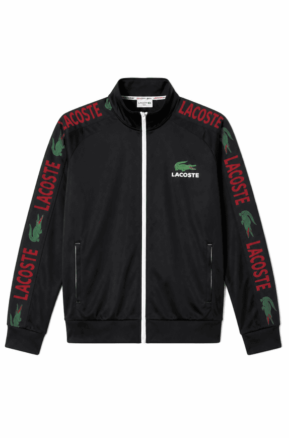 LACOSTE ZIP HOODIE STREETWEAR BLACK MEN PRE OWNED M