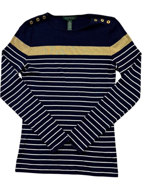 LAUREN STRIPED METALLIC BLUE WOMEN PRE OWNED S