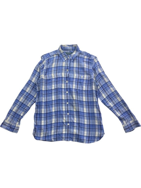 LAUREN RALPH LAUREN Denim Plaid Casual Shirt Blue/White Women M