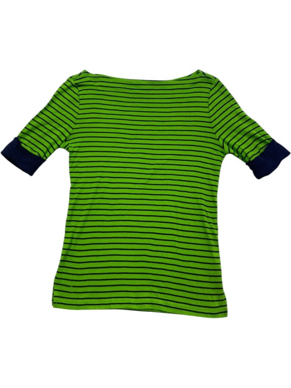 LAUREN RALPH LAUREN MAGLIA MANICHE CORTE RIGATA VERDE NAVY DONNA PRE OWNED S