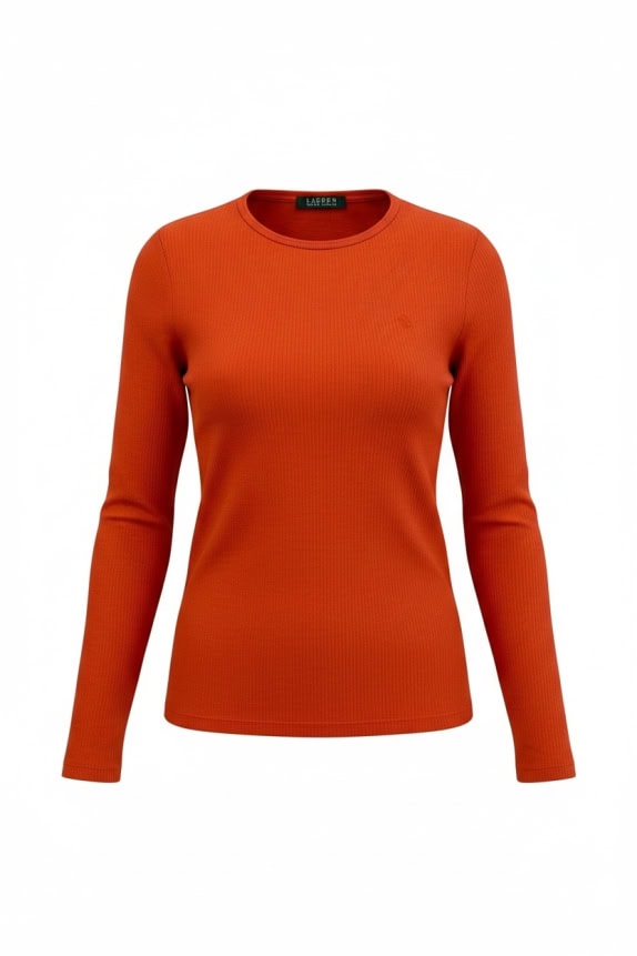 Lauren Ralph Lauren Μακρυμάνικο T-Shirt Πορτοκαλί Classic Fit Γυναικείο S