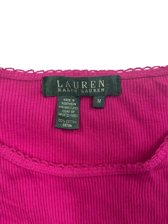 Lauren Ralph Lauren Μπλούζα Μακρυμάνικη Ribbed Casual Logo Φούξια Γυναικεία M