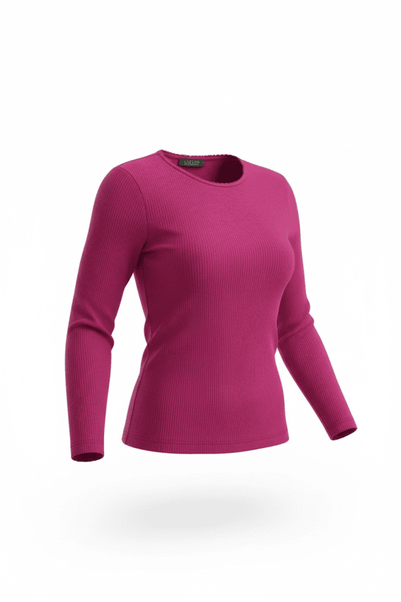Lauren Ralph Lauren Μπλούζα Μακρυμάνικη Ribbed Casual Logo Φούξια Γυναικεία M