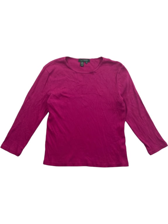Lauren Ralph Lauren Μπλούζα Μακρυμάνικη Ribbed Casual Logo Φούξια Γυναικεία M