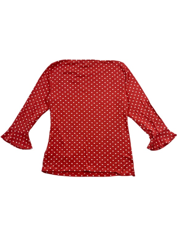 LAUREN Ralph Lauren Red Polka Dot Blouse 3/4 Sleeve Cotton Women’s M