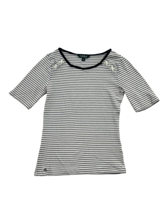 LAUREN RALPH LAUREN ΜΠΛΟΥΖΑ ΡΙΓΕ NAUTICAL STYLE ΜΕ ΚΕΝΤΗΤΟ ΛΟΓΟΤΥΠΟ ΛΕΥΚΟ/ΜΠΛΕ ΓΥΝΑΙΚΕΙΑ SMALL