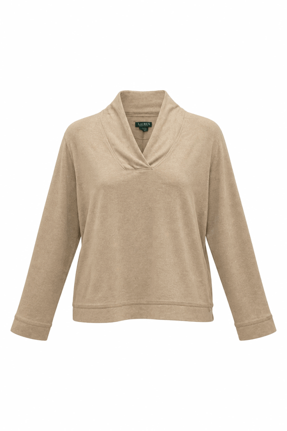 LAUREN RALPH LAUREN ΜΠΛΟΥΖΑ V NECK MINIMAL BEIGE ΓΥΝΑΙΚΕΙΟ PRE OWNED M