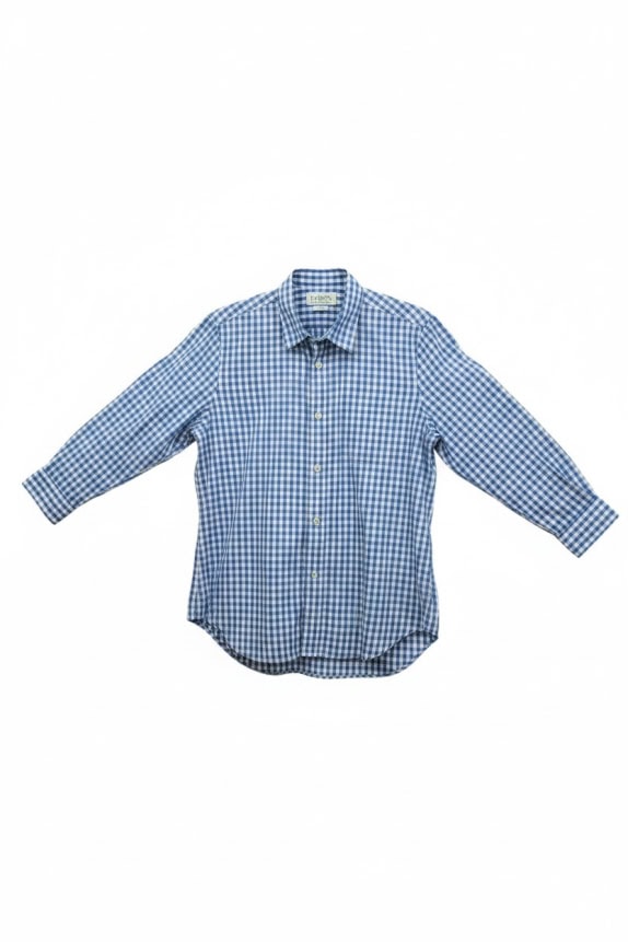 LAUREN RALPH LAUREN ΠΟΥΚΑΜΙΣΟ NON-IRON ΚΑΡΟ ΜΠΛΕ ΑΝΔΡΙΚΟ L