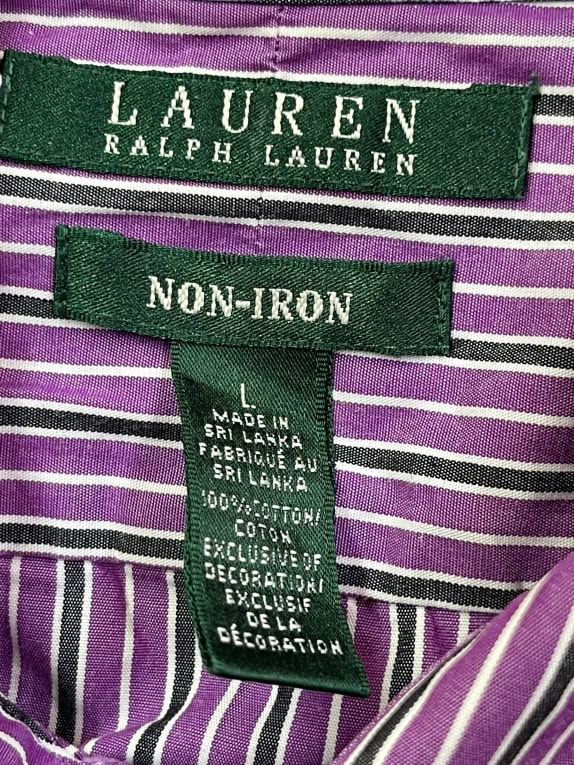 LAUREN RALPH LAUREN Πουκάμισο Ριγέ Μωβ Unisex Large