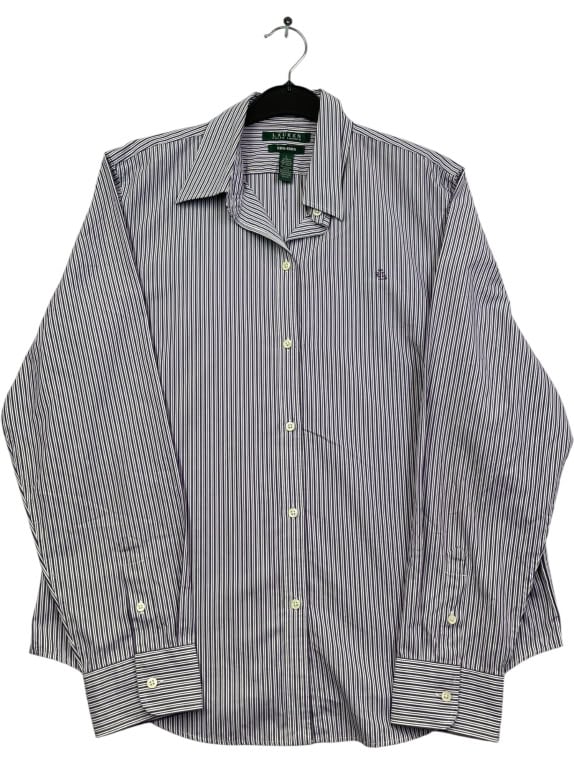 LAUREN RALPH LAUREN ΠΟΥΚΑΜΙΣΟ ΡΙΓΕ ΜΩΒ/ΛΕΥΚΟ UNISEX LARGE preowned
