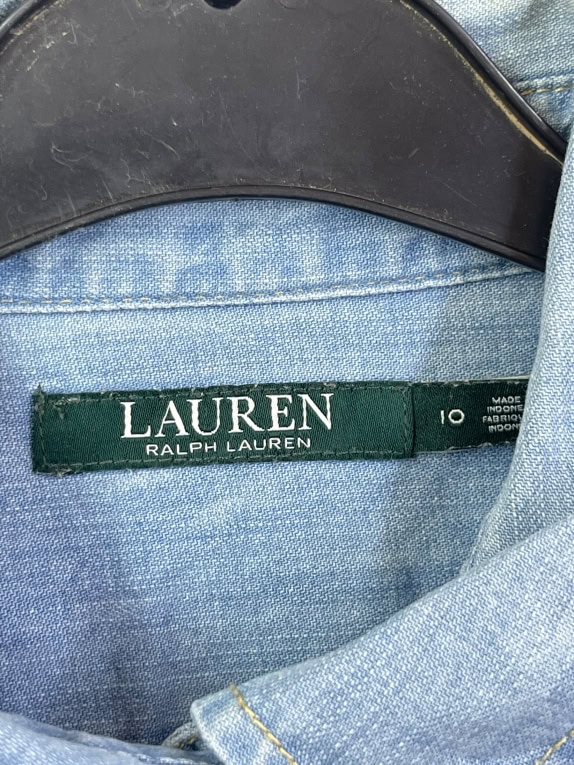 LAUREN RALPH LAUREN SHIRT DENIM VINTAGE BLUE WOMEN L pre-owned