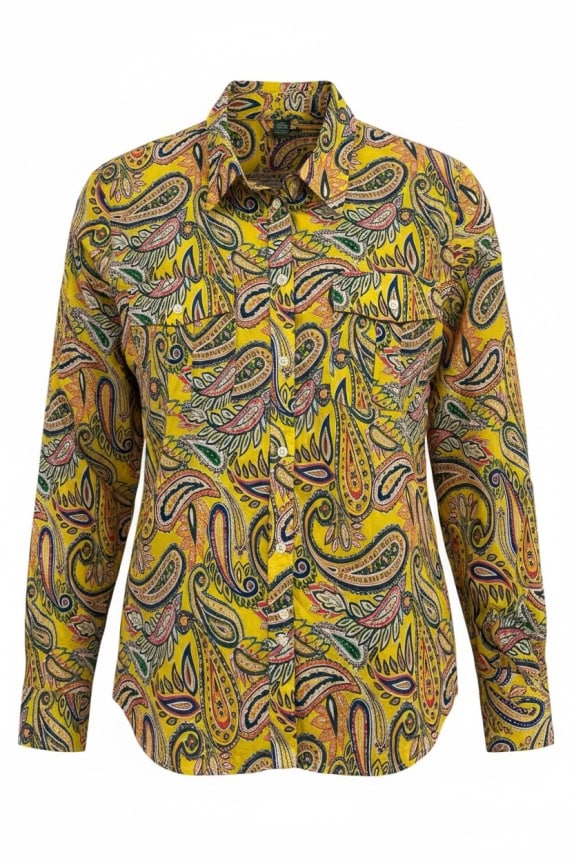 LAUREN RALPH LAUREN SHIRT VINTAGE YELLOW WOMEN PRE OWNED L