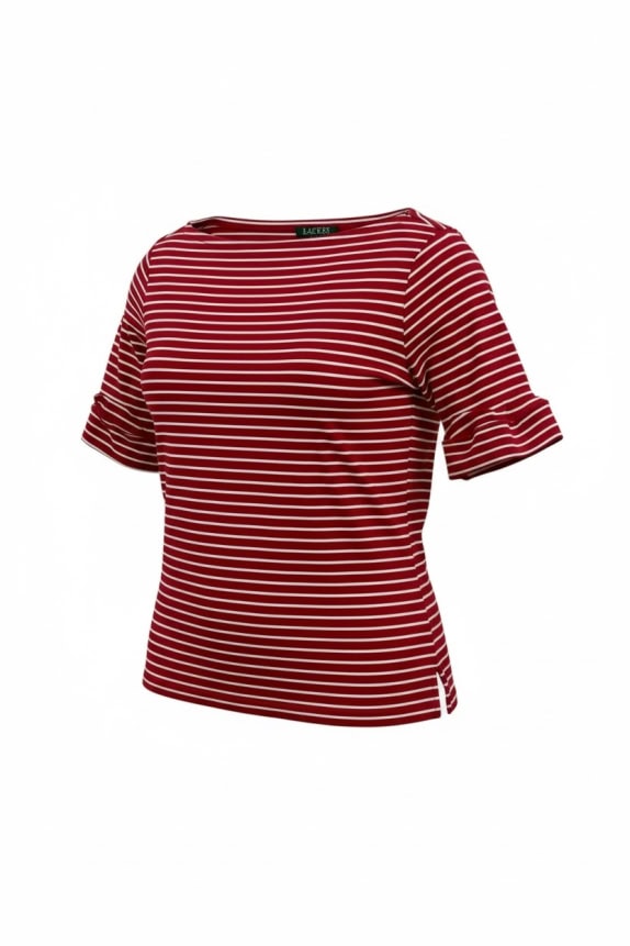 Lauren Ralph Lauren Red & White Striped T-Shirt Women’s M