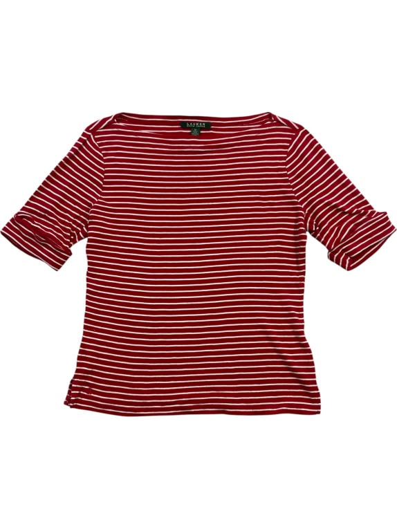 Lauren Ralph Lauren Ριγέ T-Shirt Κόκκινο-Λευκό Γυναικείο M