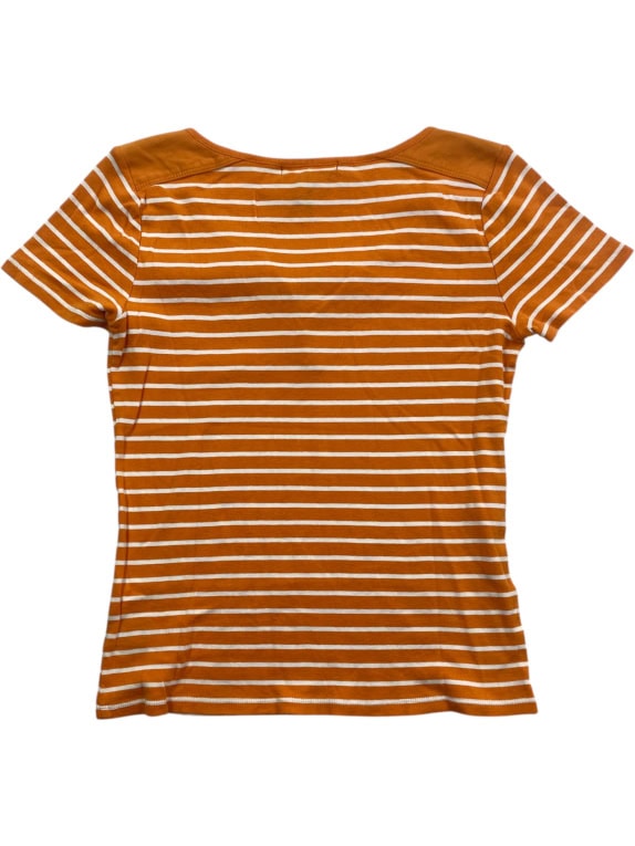 LAUREN RALPH LAUREN T-Shirt Ριγέ Κουμπιά Πορτοκαλί Γυναικείο S