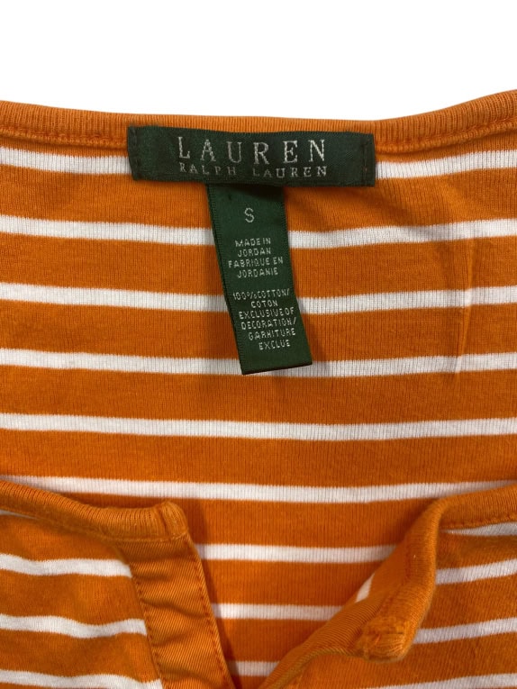 LAUREN RALPH LAUREN T-Shirt Ριγέ Κουμπιά Πορτοκαλί Γυναικείο S