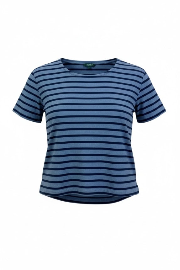 LAUREN RALPH LAUREN T SHIRT ΡΙΓΕ ΜΠΛΕ ΓΥΝΑΙΚΕΙΟ PRE OWNED L
